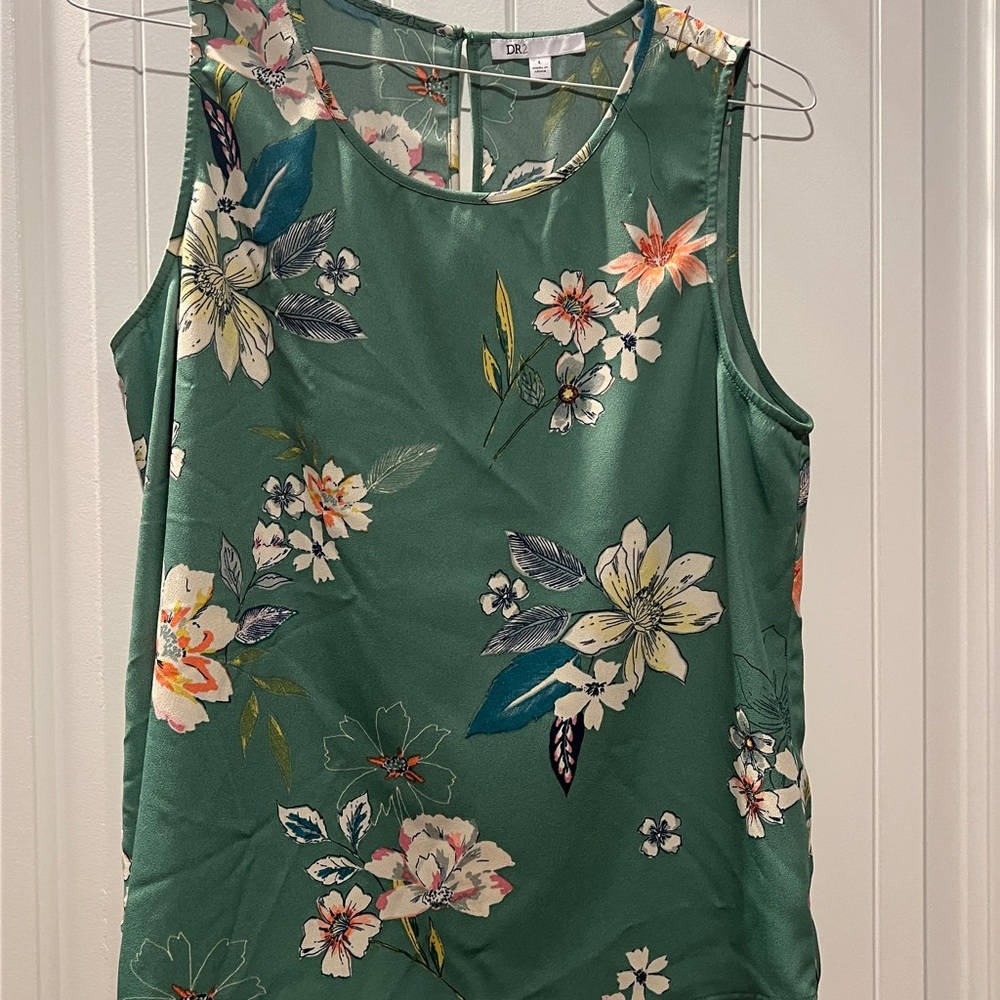 Floral Green Sleeveless Top